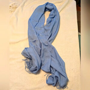 Talbot's silk, cotton, and cashmere blue Pashmina scarf